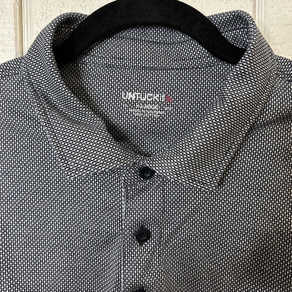 Untuckit Damaschino Diamond Birdseye Long Sleeve Polo, size XL. - Picture 2 of 6